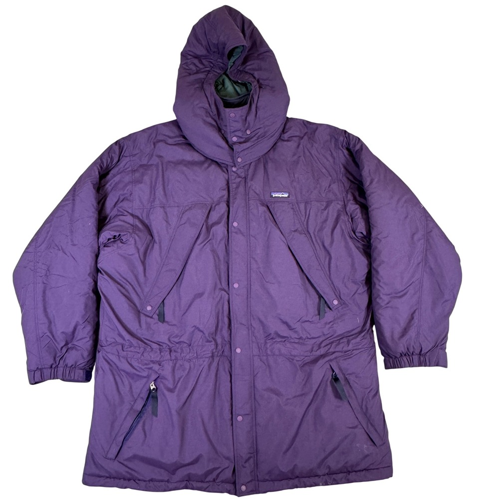 Patagonia Purple Puffer Parka Hooded Insulated Winter Jacket Womens XL